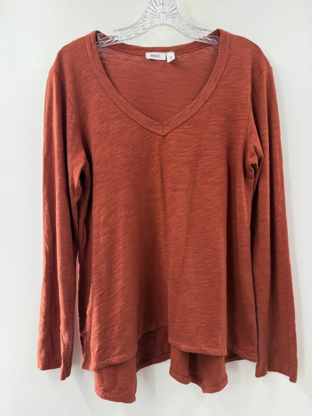 Wilt Women’s Long Sleeve V Neck Cotton Tunic Terracotta Lagenlook Size Small